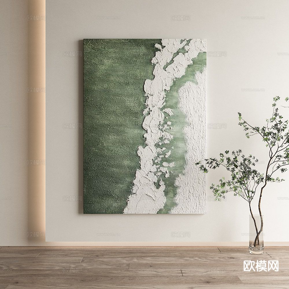 现代装饰画 海浪挂画3d模型