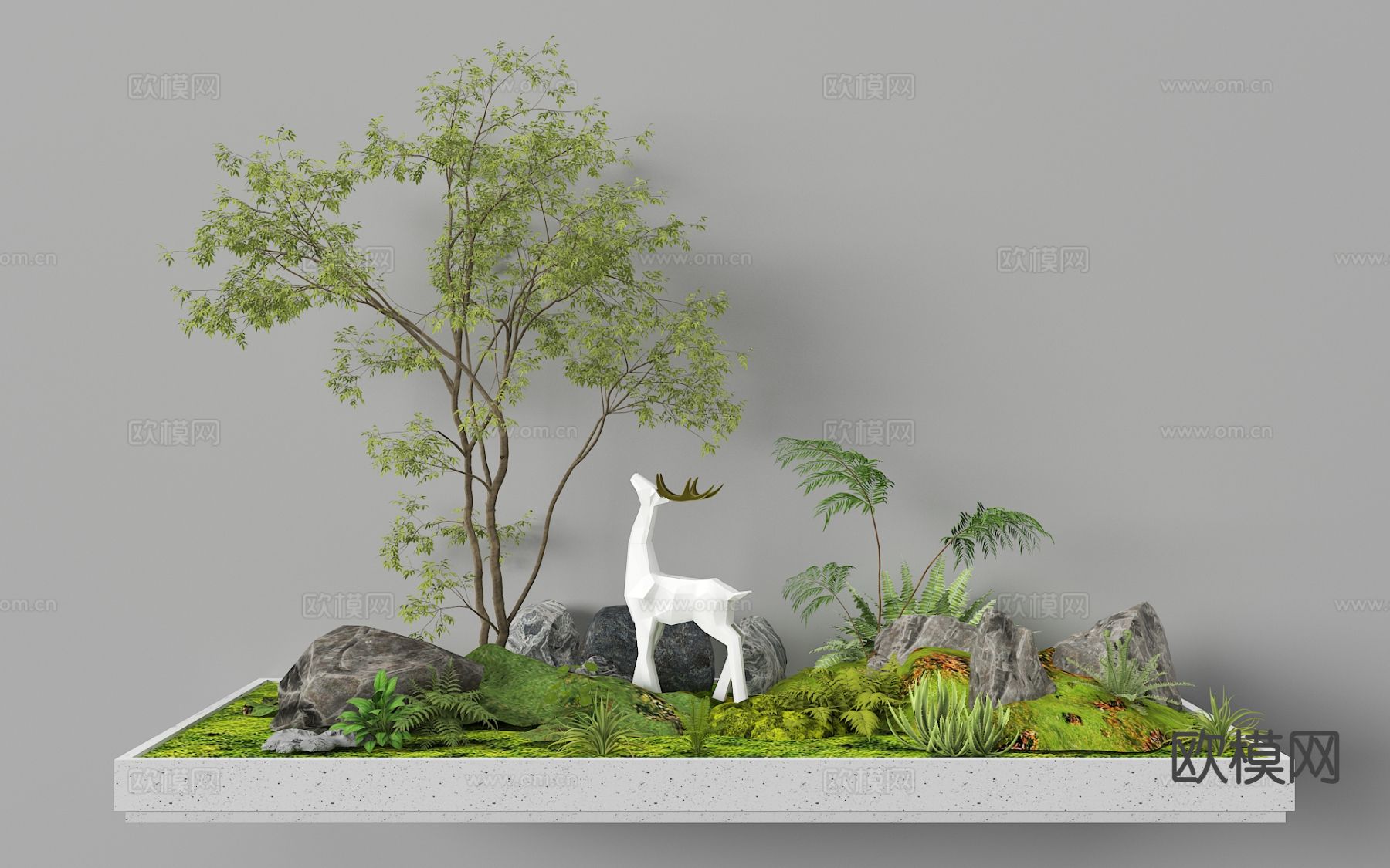 植物造景 庭院小品 植物堆 微地形3d模型