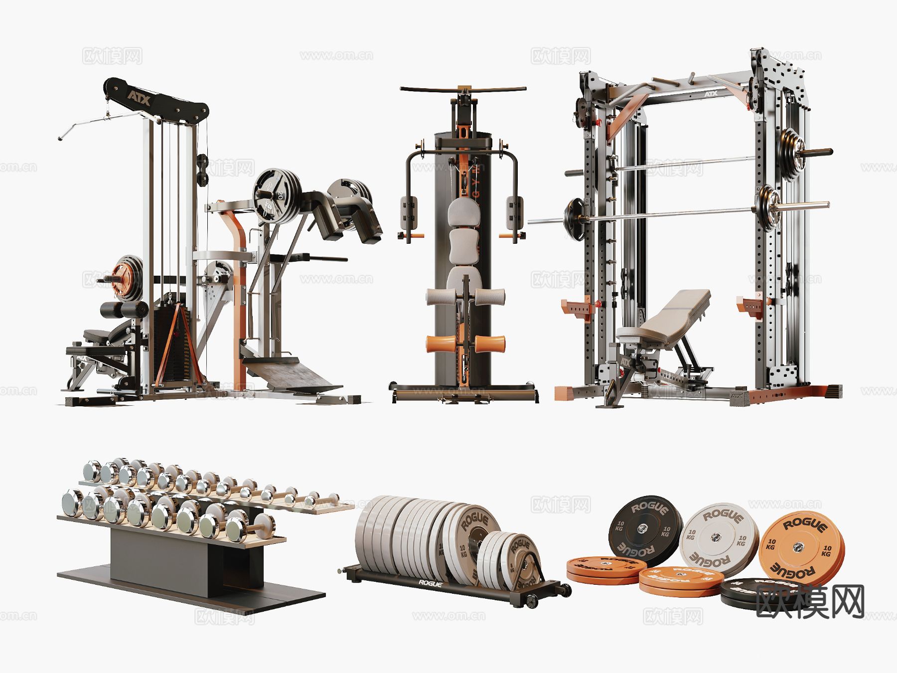 现代健身器材3d模型下载
