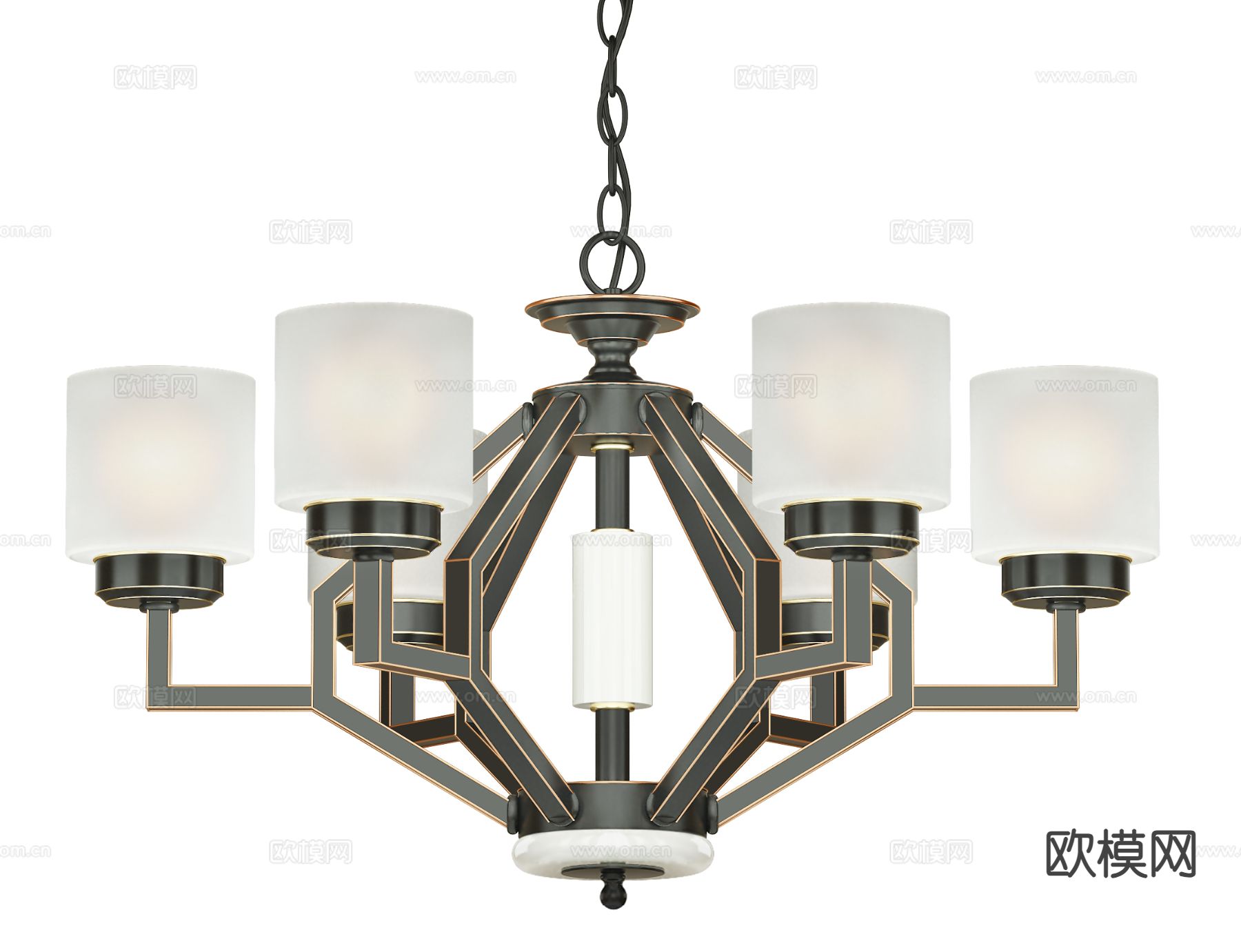 中式多头吊灯3d模型下载（渲染图4）