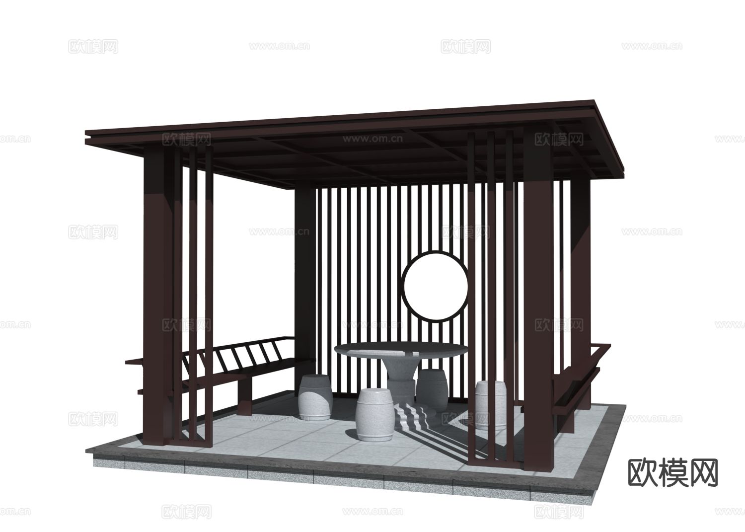 新中式亭子 铝合金亭 廊亭3d模型