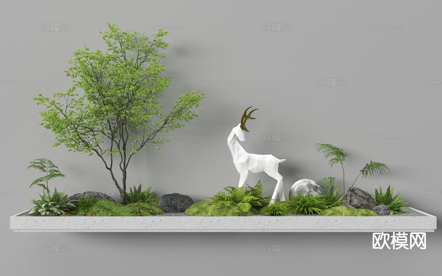 植物造景 庭院小品 植物堆 微地形3d模型