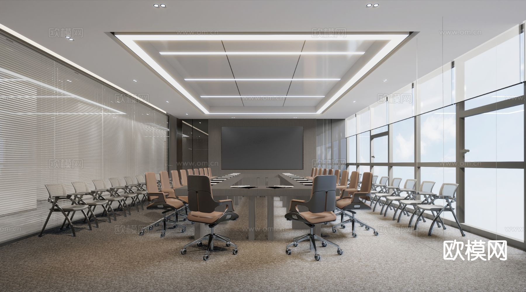 现代会议室3d模型下载