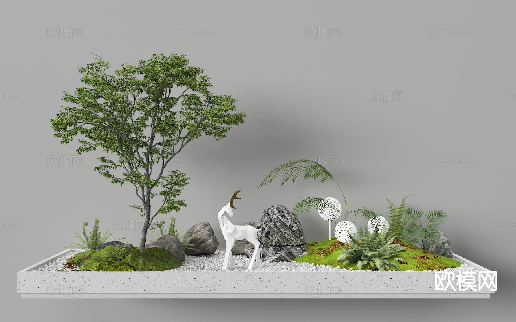 植物造景 庭院小品 植物堆 微地形3d模型