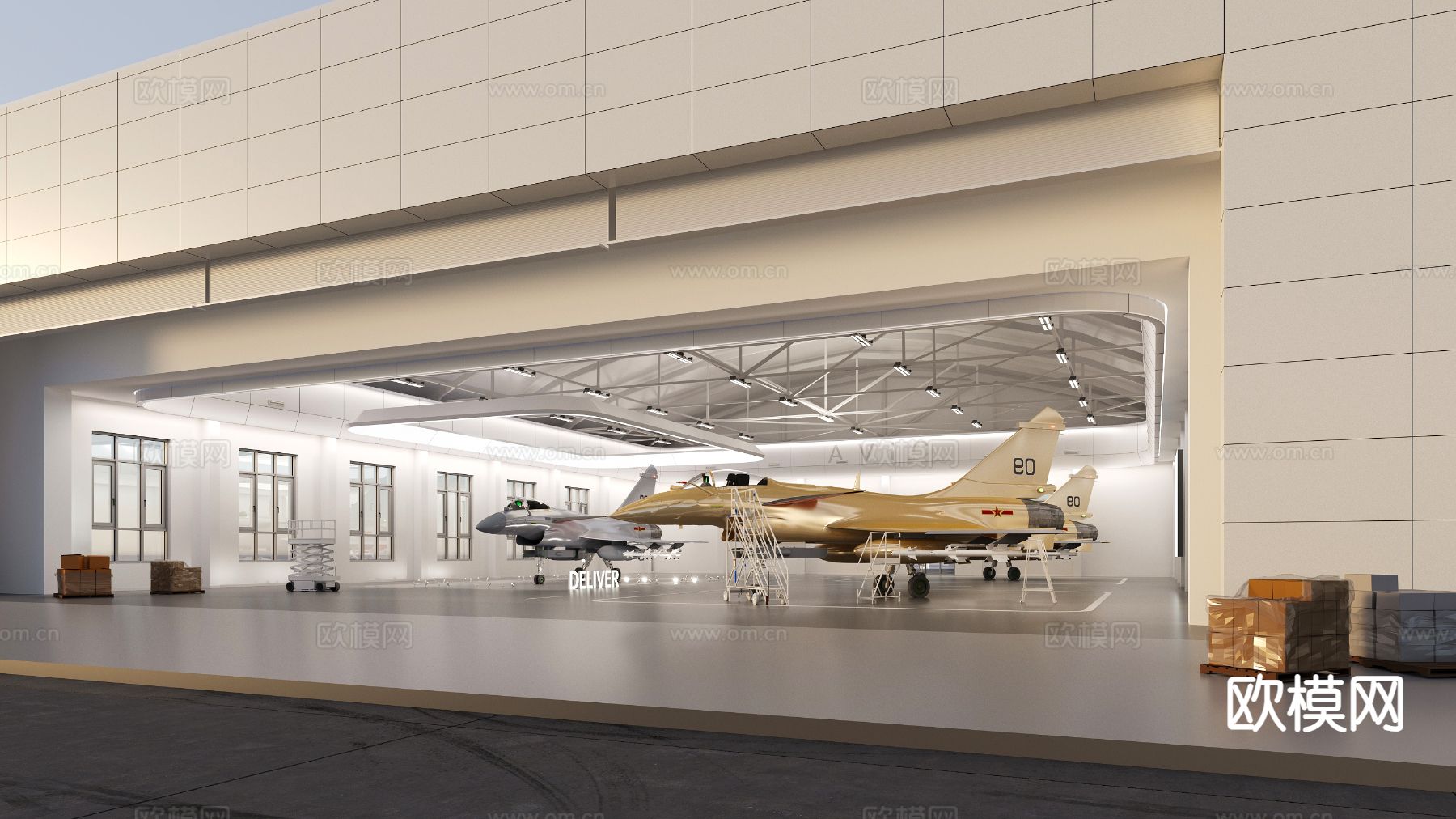 现在飞机维修站3d模型下载