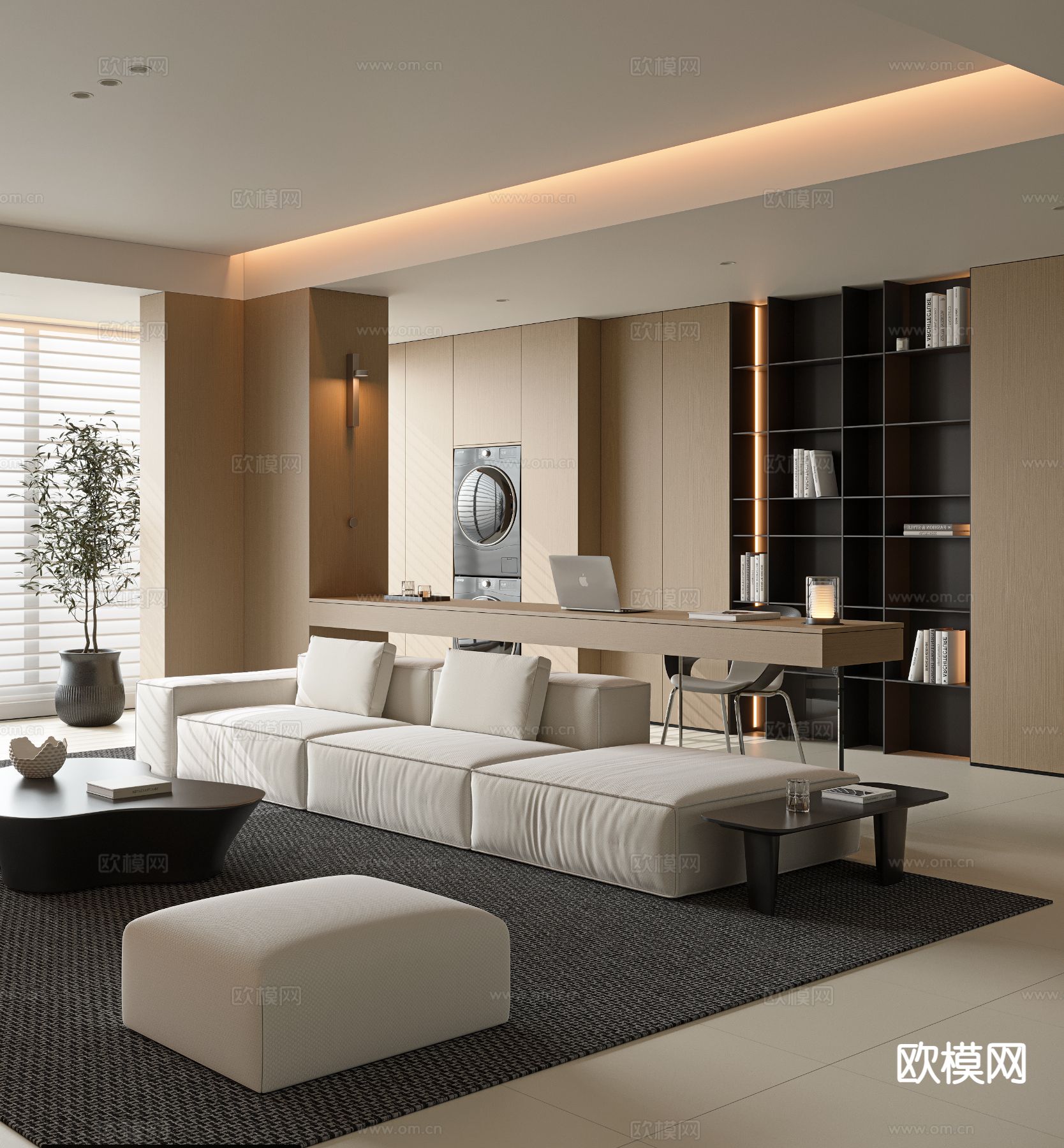 意式客厅3d模型下载（渲染图3）