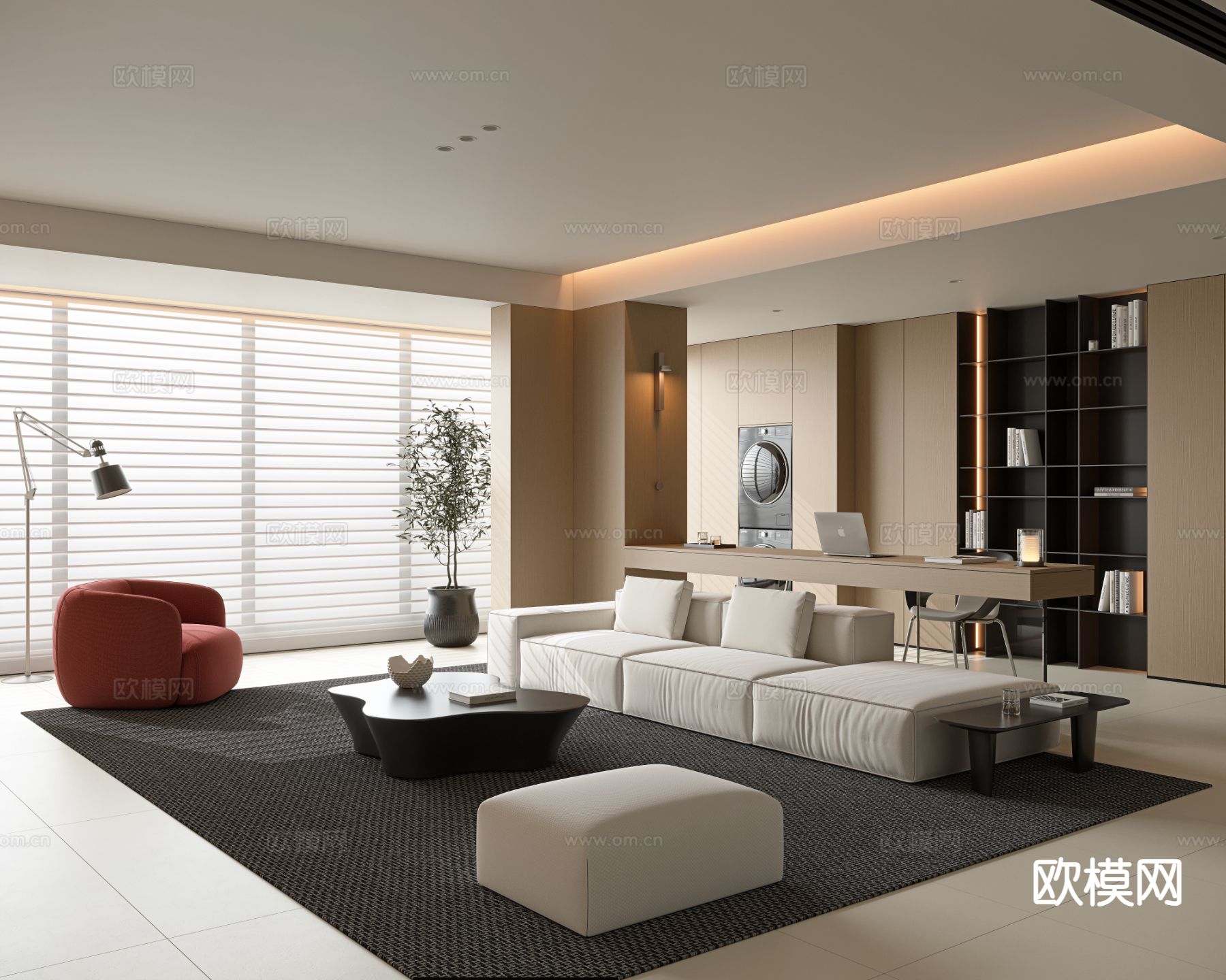 意式客厅3d模型下载（渲染图1）