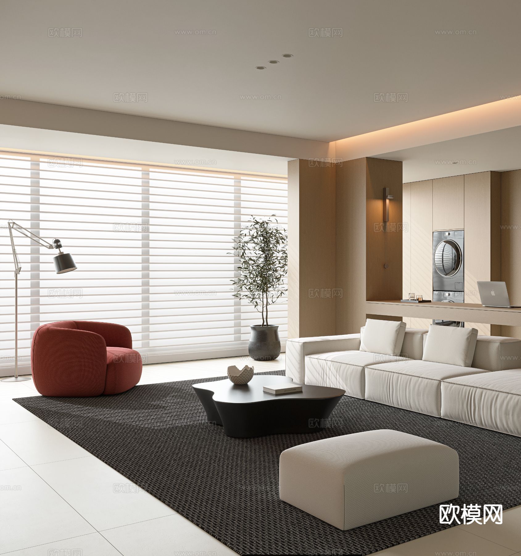 意式客厅3d模型下载（渲染图2）