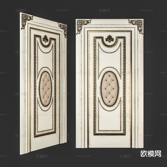 欧式单开门 防盗门 入户门 房门3d模型下载(渲染图3)