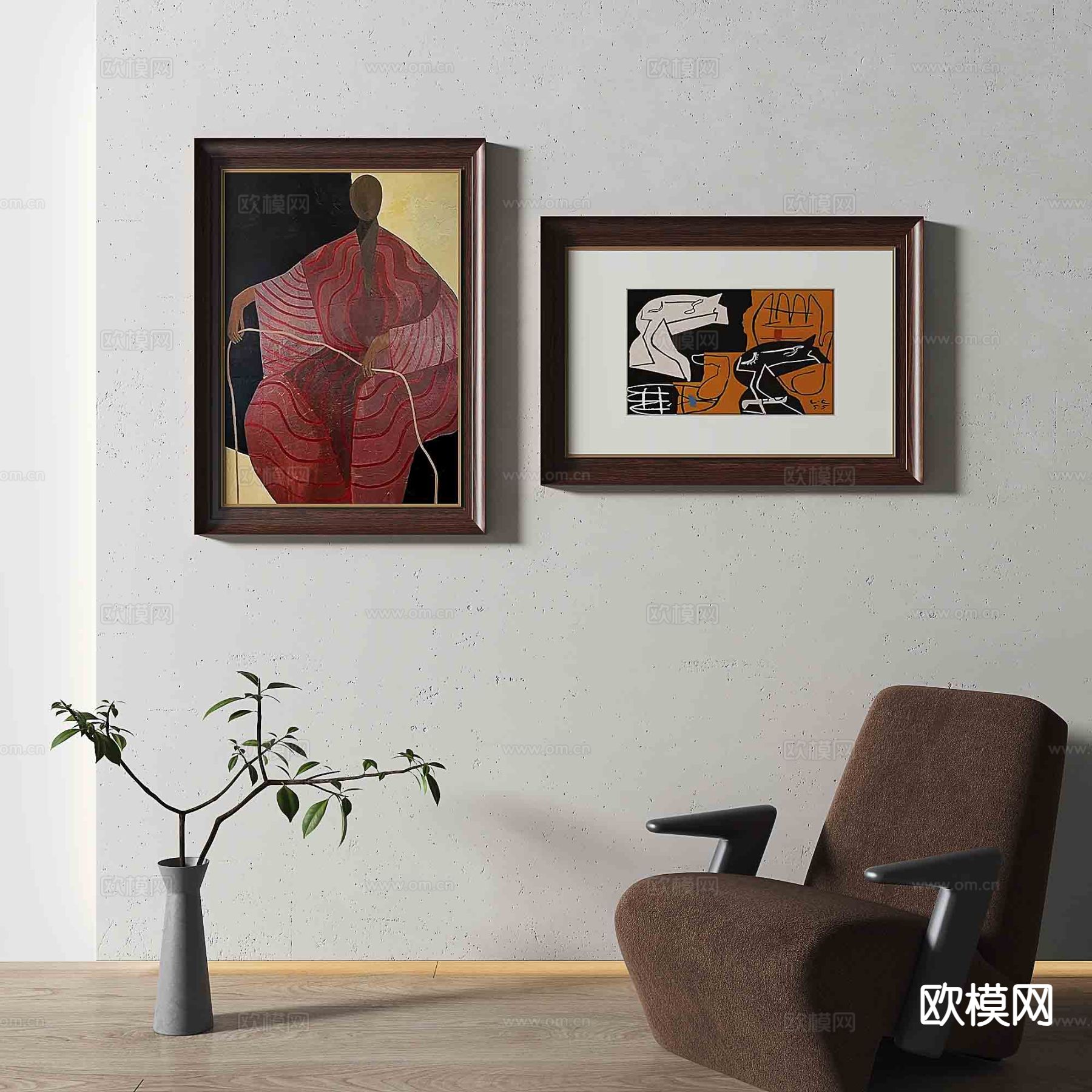 中古风人物画 油画 装饰画3d模型