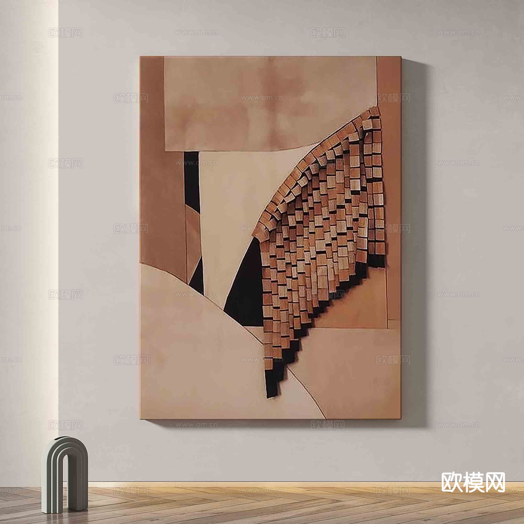 中古风抽象画 挂画 立体画3d模型