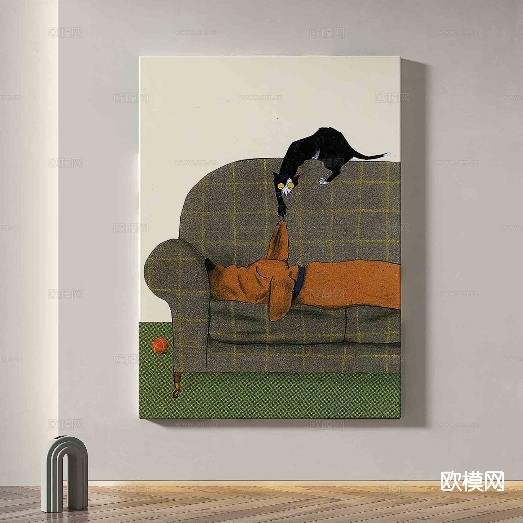 现代猫咪挂画 卡通挂画 装饰画3d模型