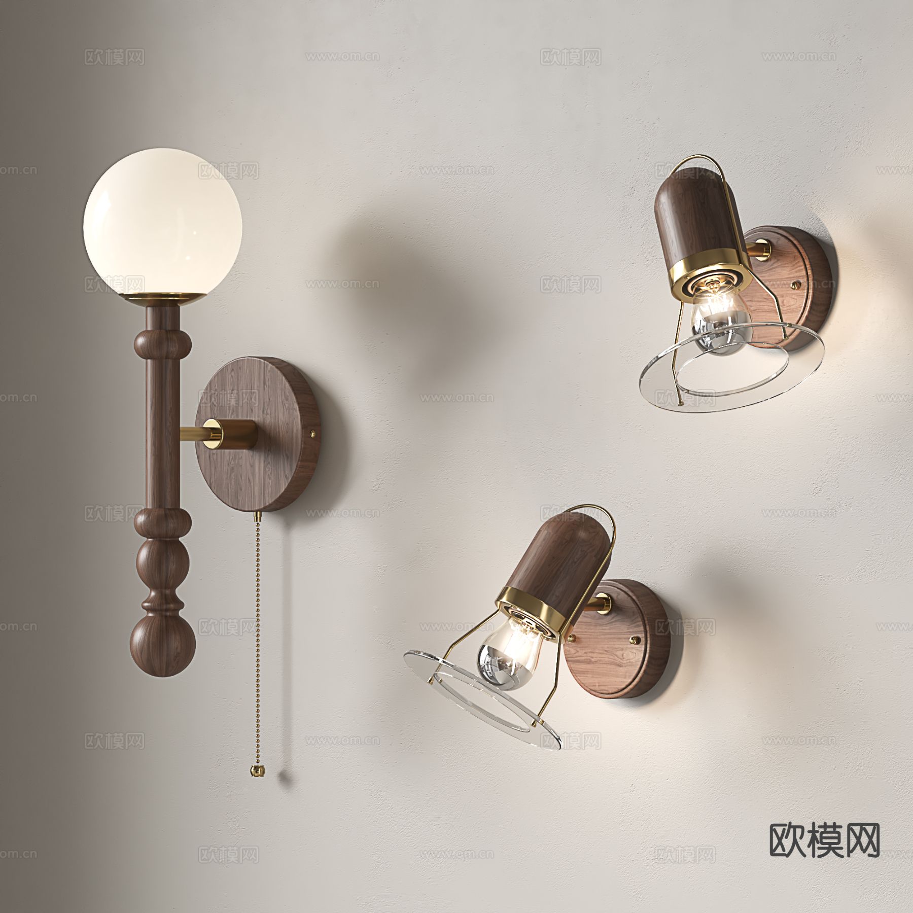 中古风壁灯 复古风壁灯 床头壁灯 过道壁灯3d模型下载