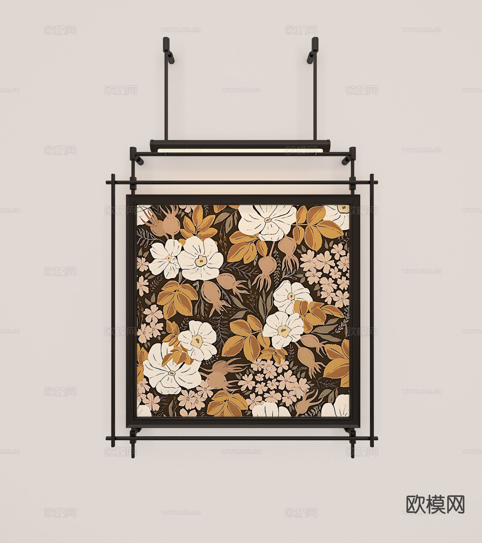 中古风挂画 复古挂画 鲜花挂画3d模型