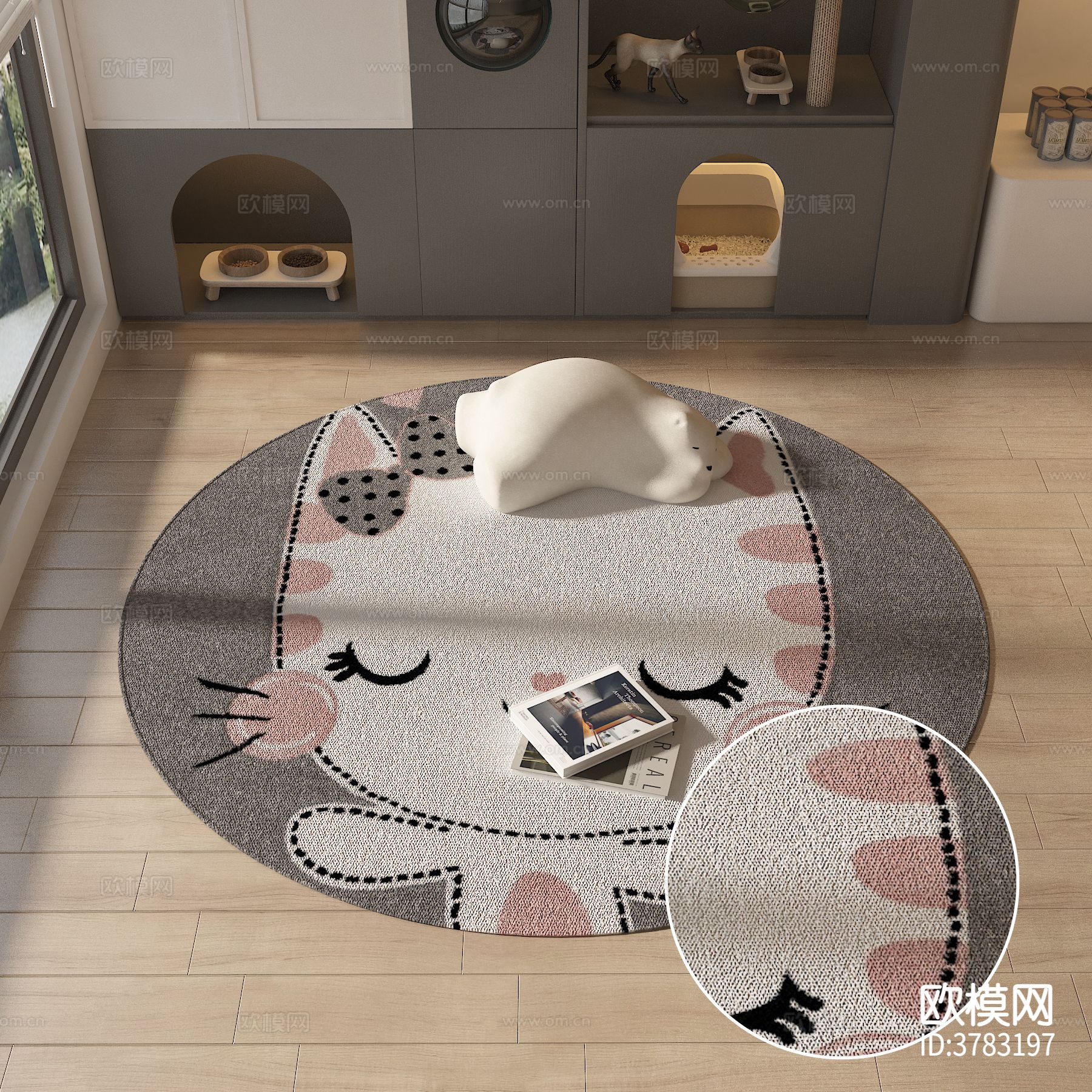 卡通地毯 圆形地毯材质下载