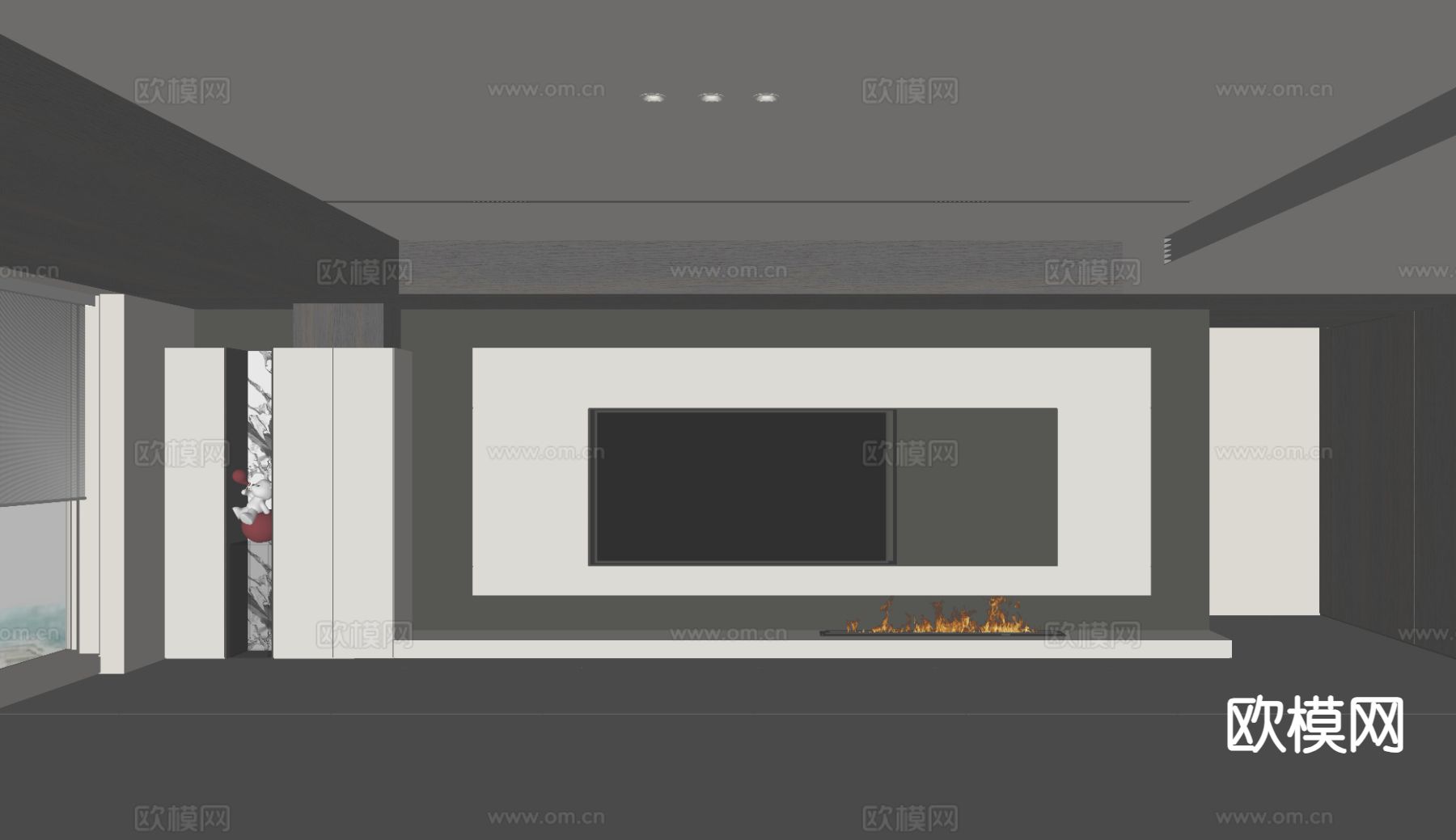 现代电视背景墙su模型