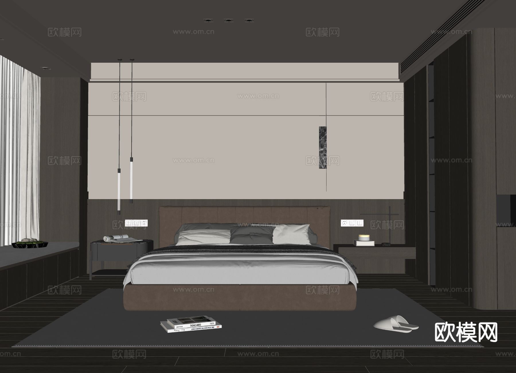 意式卧室 主卧su模型下载（渲染图1）