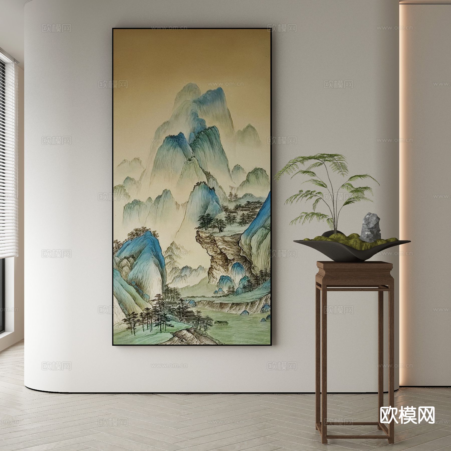 新中式山水画 装饰画3d模型