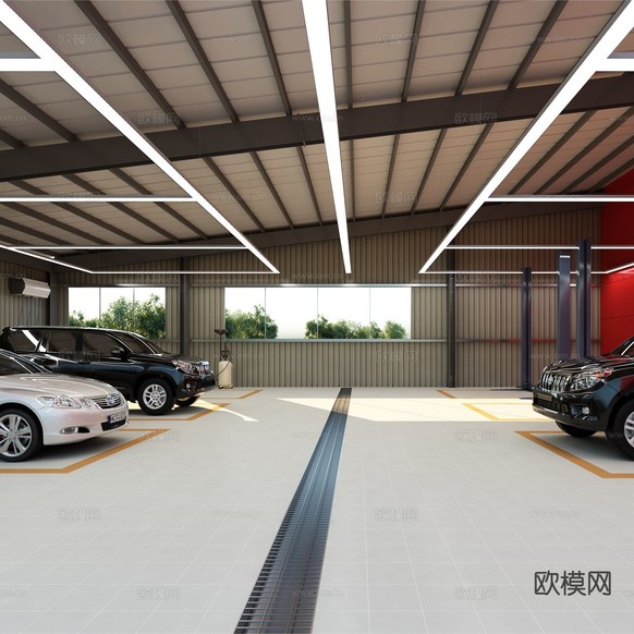 汽车维修厂 4S店售后处3d模型下载