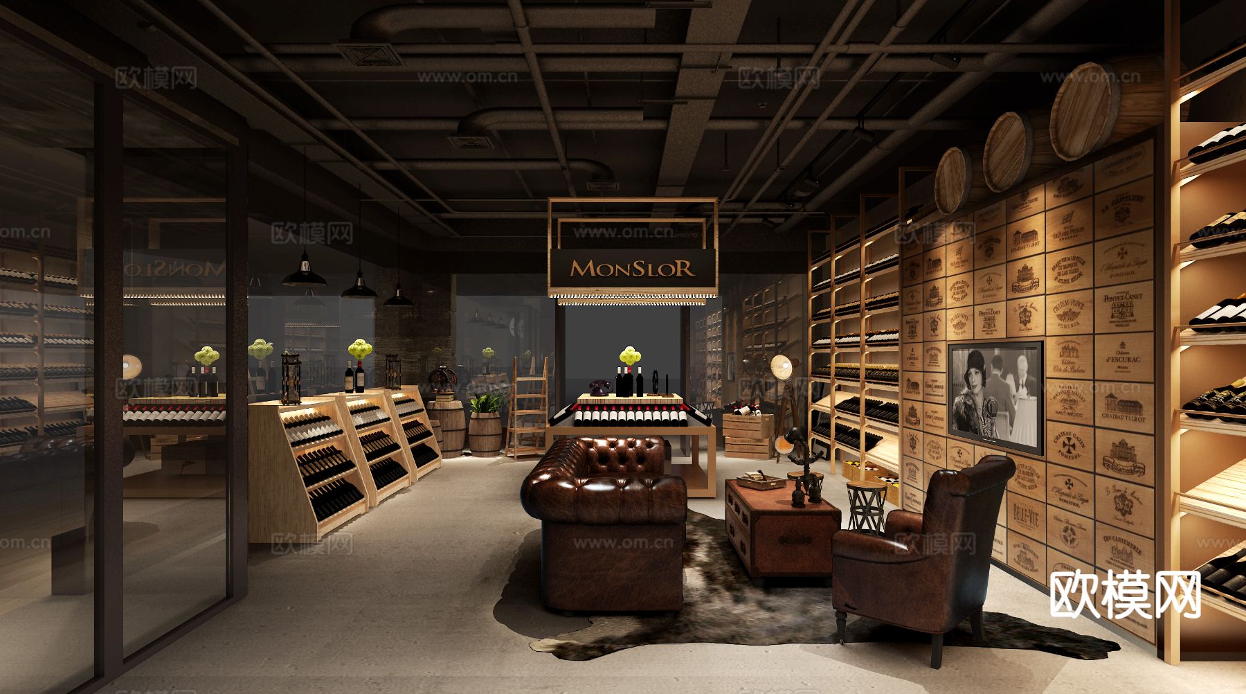 工业风酒馆 红酒专卖店3d模型下载（渲染图4）