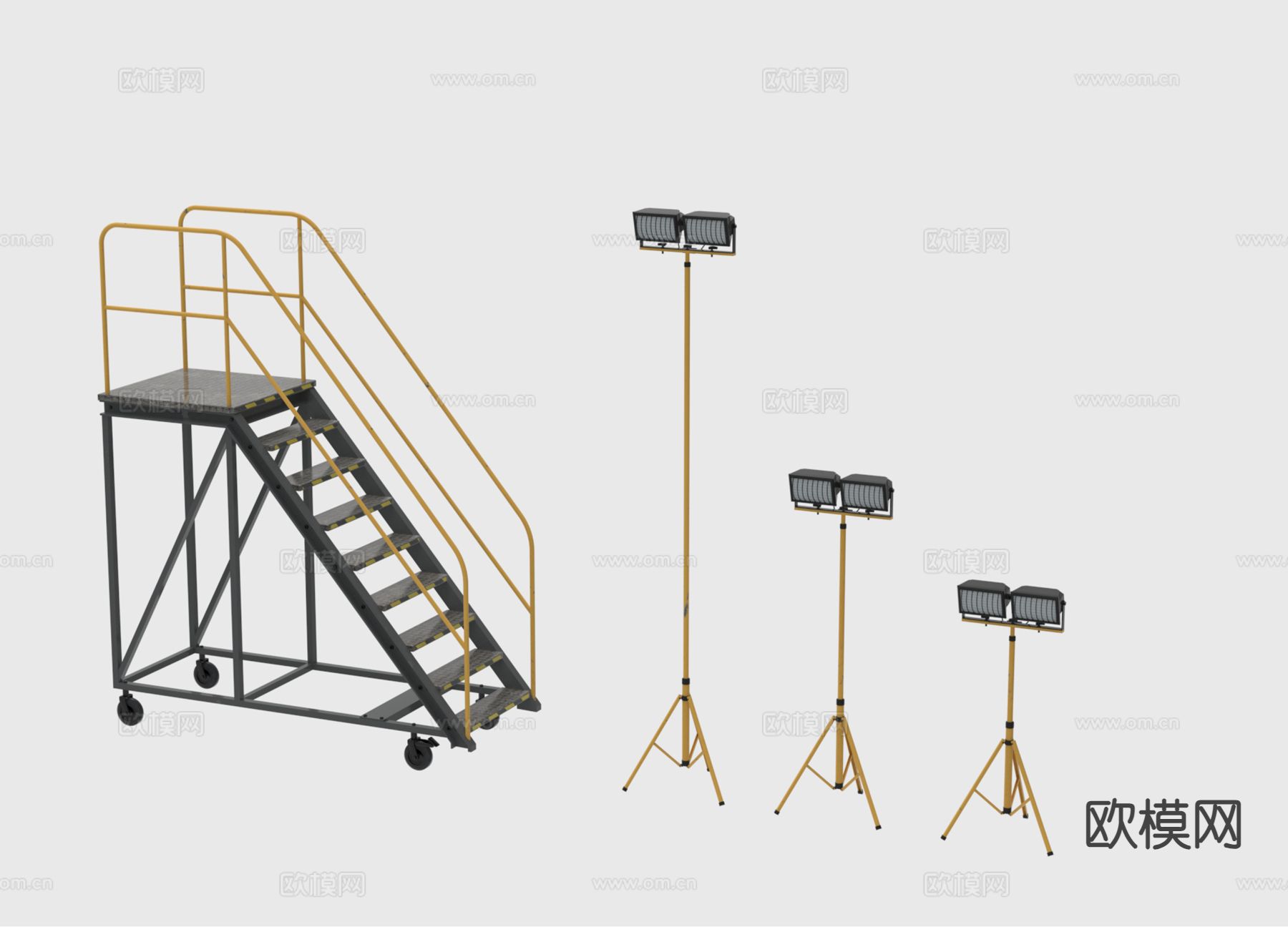 移动梯子 扶梯 悬空梯3d模型