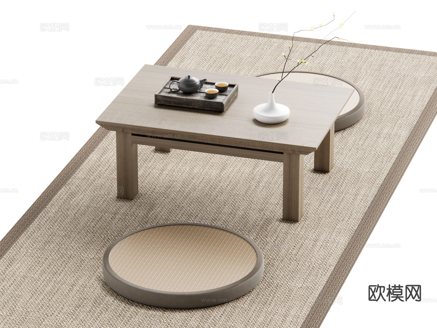 日式茶台su模型下载（渲染图2）