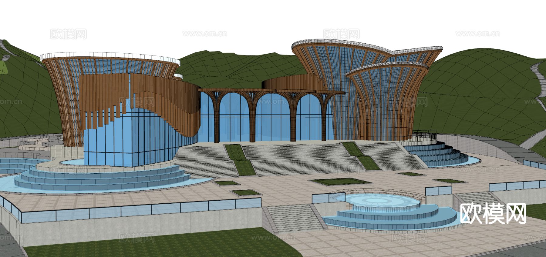 现代博物馆建筑 文化馆su模型