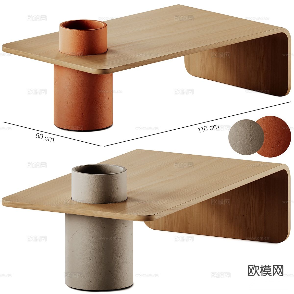 原木风茶几3d模型