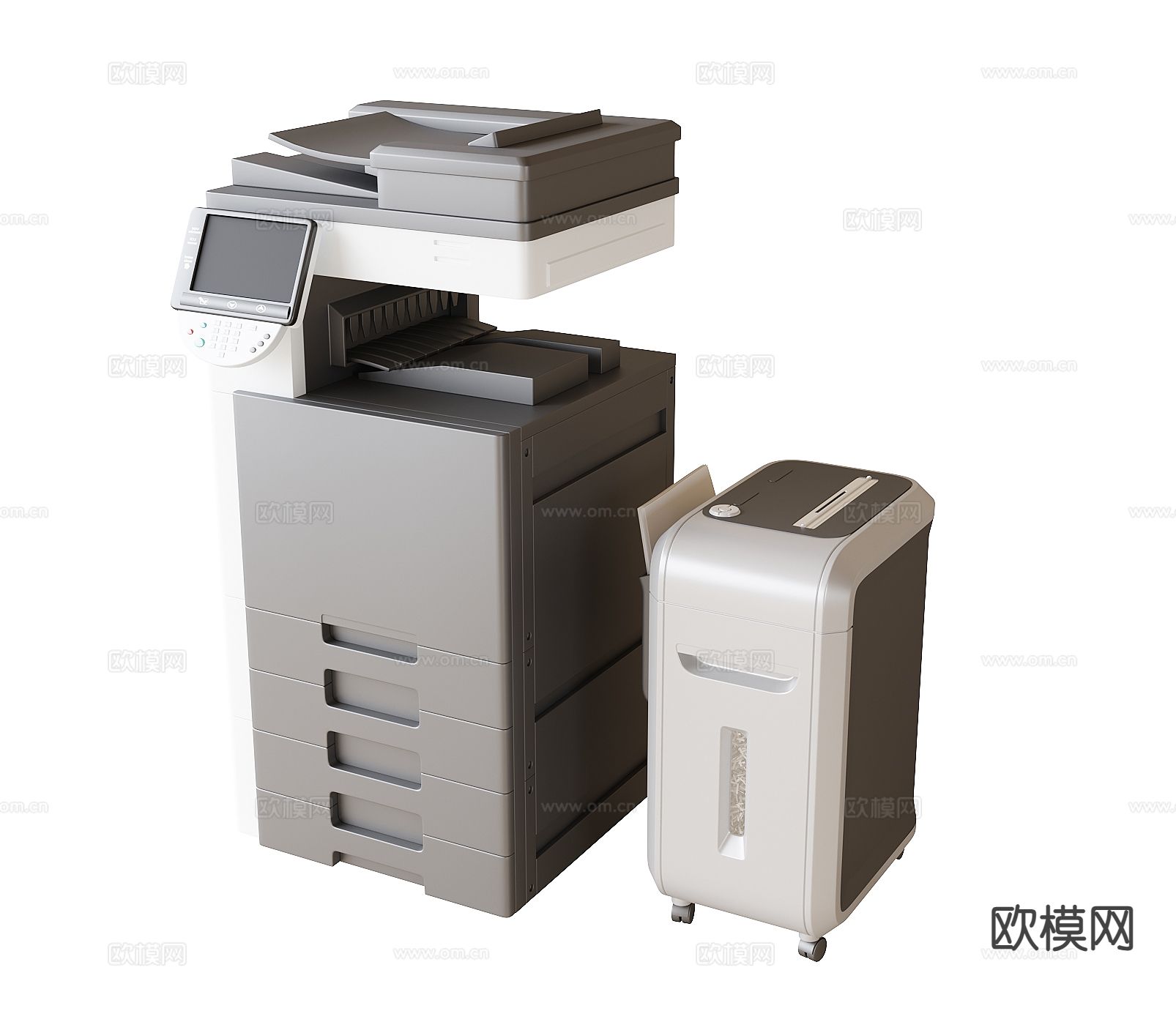 现代打印机 复印件 碎纸机3d模型