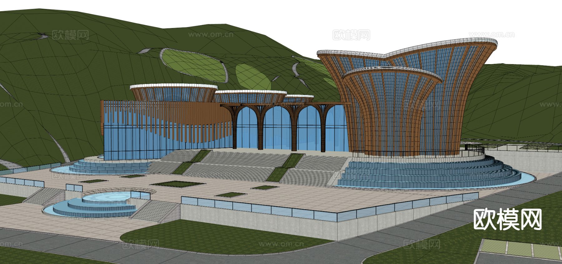 现代博物馆建筑 文化馆su模型