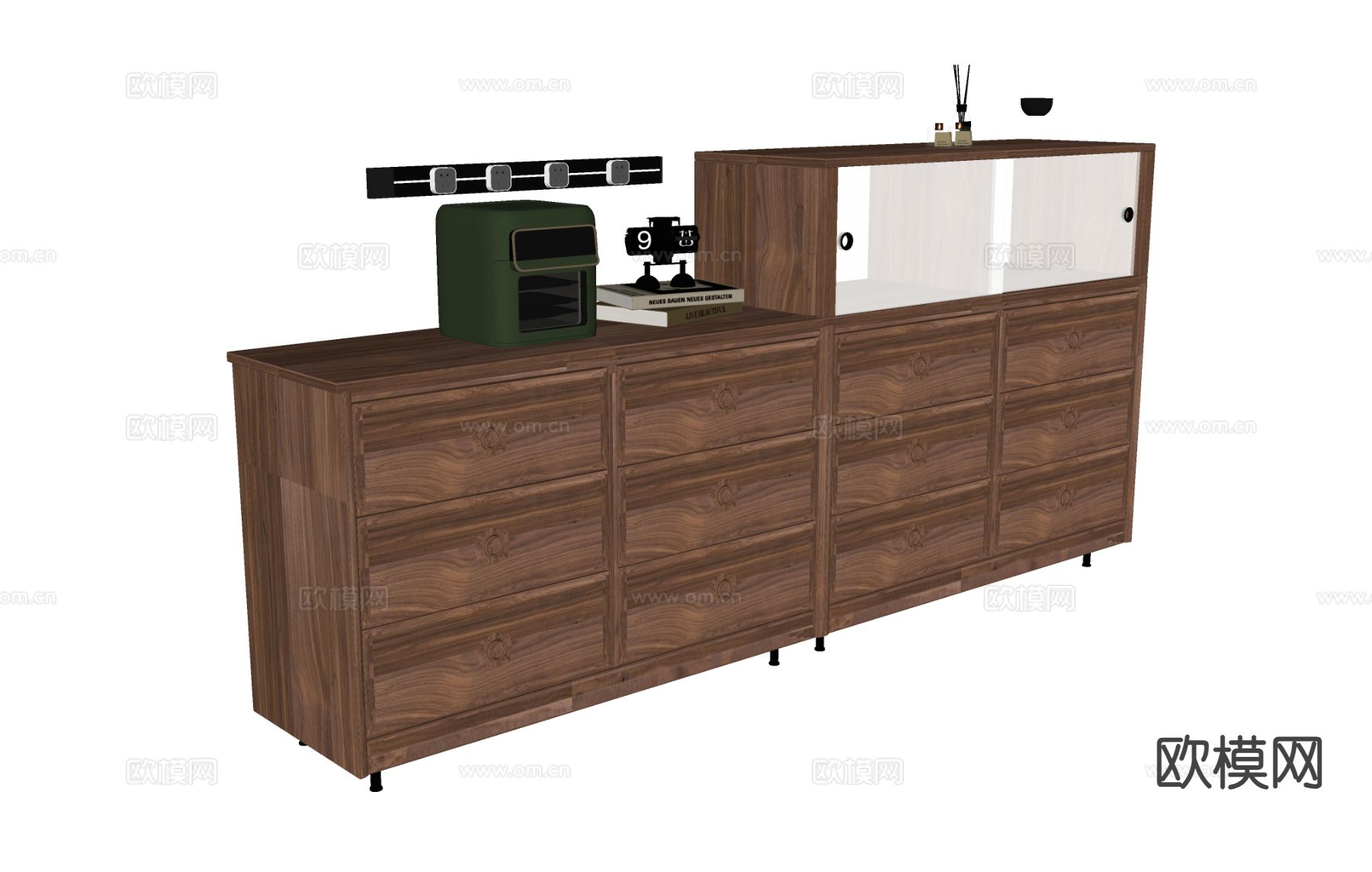 原木风储物柜su模型下载（渲染图1）