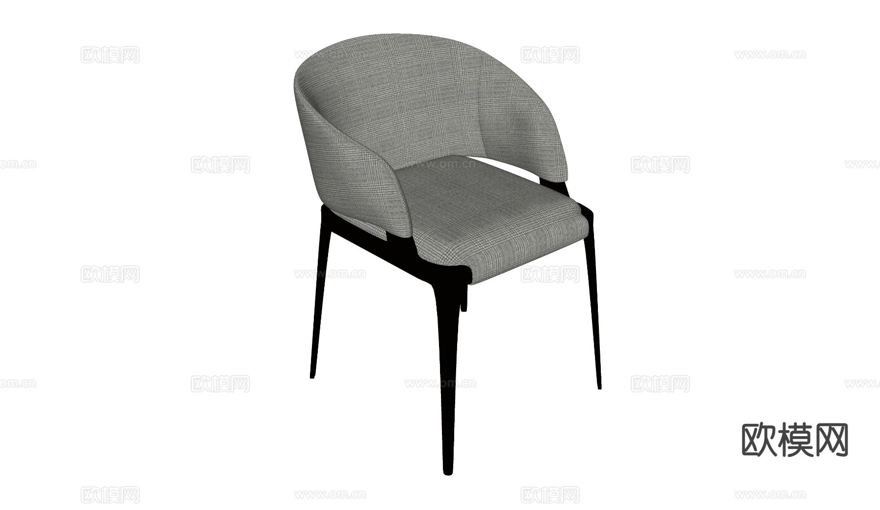 现代单椅 餐椅su模型下载（渲染图1）