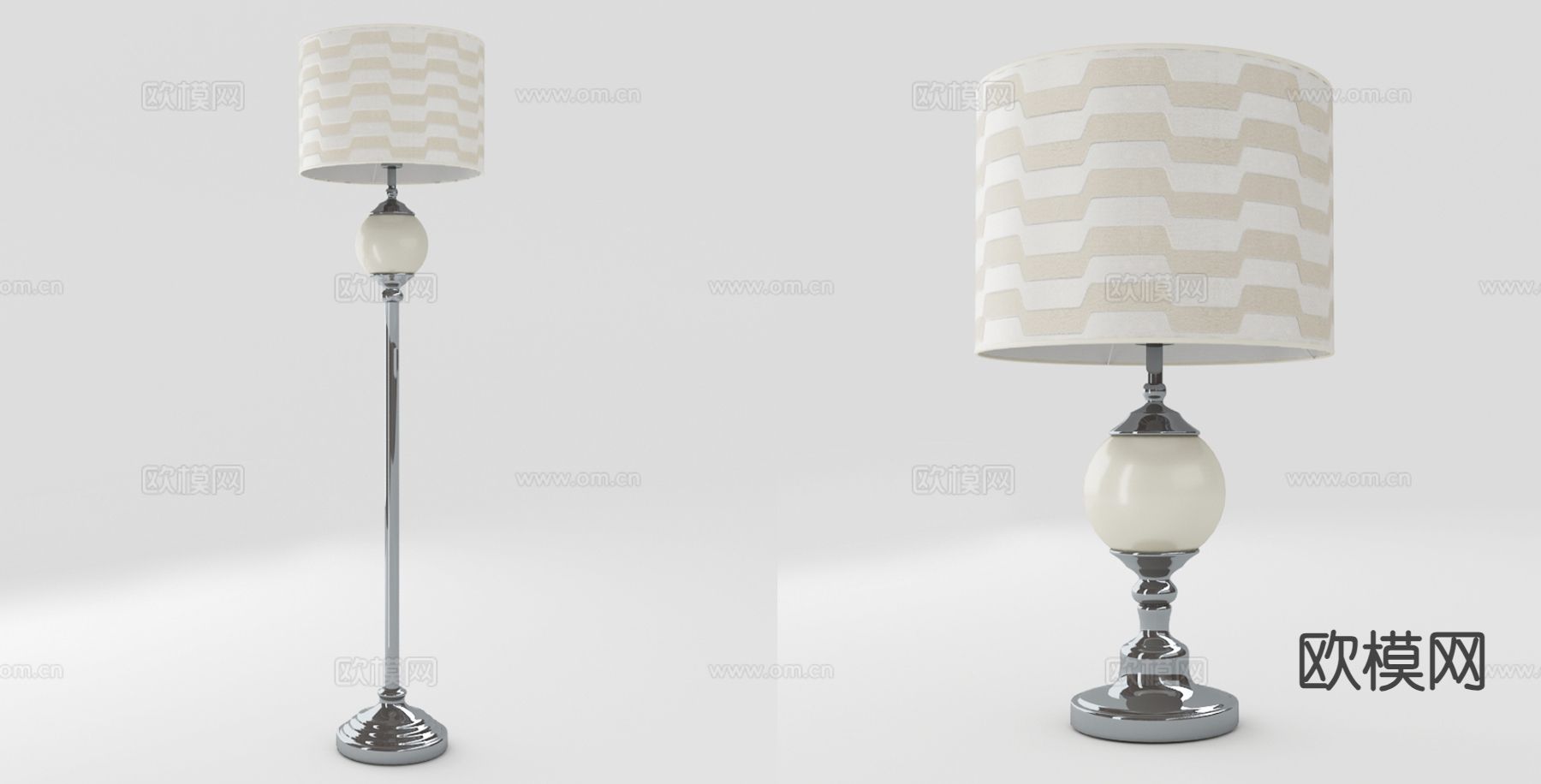 简欧落地灯3d模型下载（渲染图2）