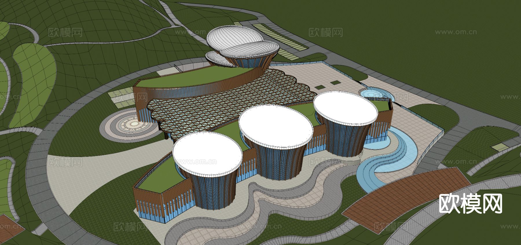 现代博物馆建筑 文化馆su模型