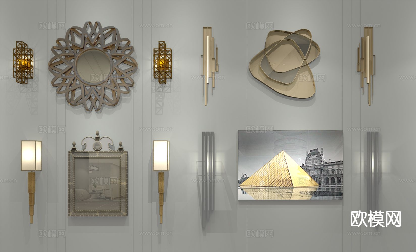 简欧个性壁灯3d模型下载