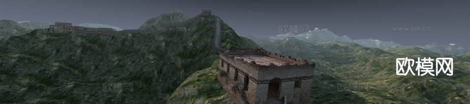 中式古建 长城 景观3d模型下载