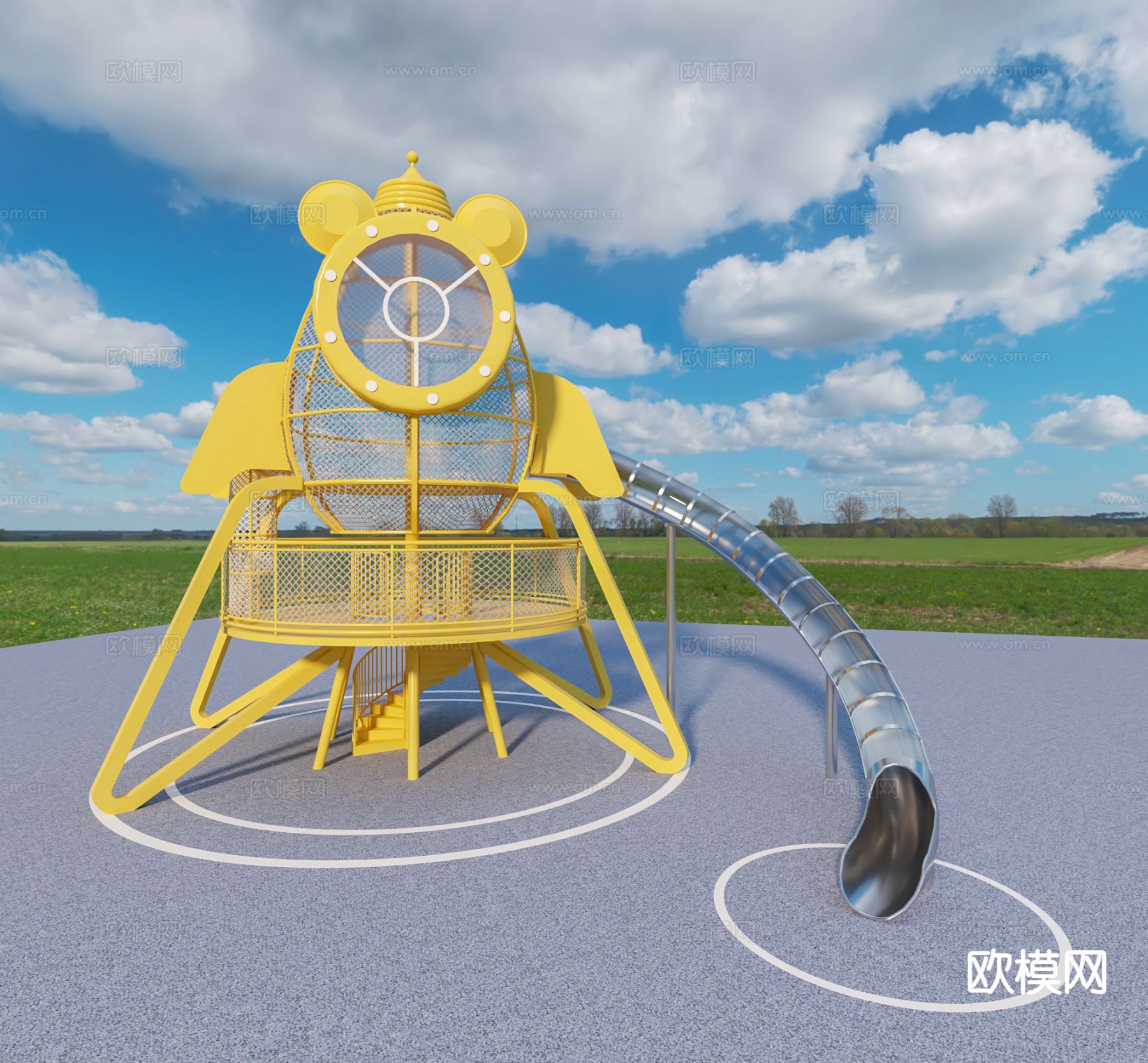 游乐设备 火箭系列器械  滑梯3d模型下载