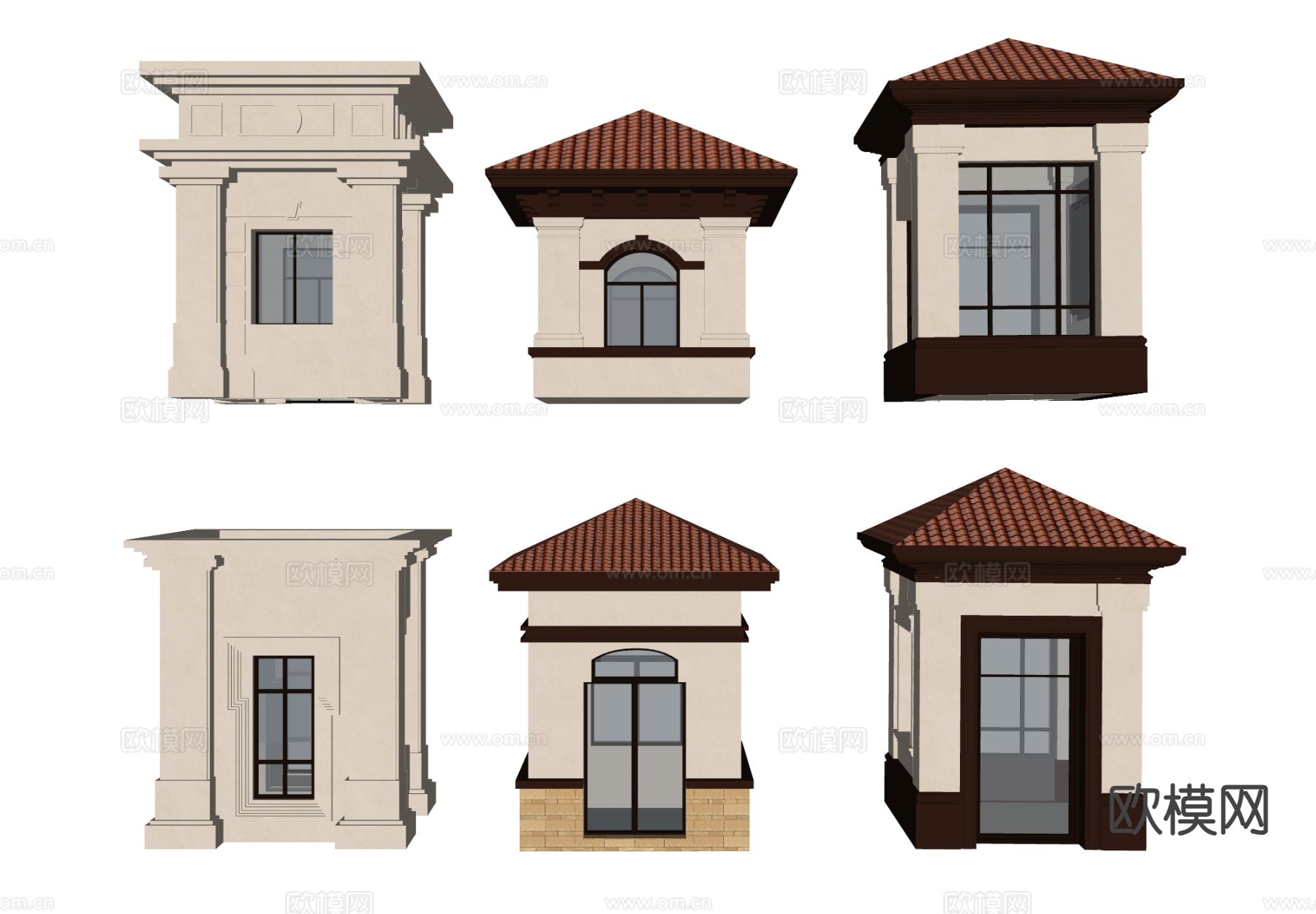 欧式岗亭 门岗 保安亭su模型