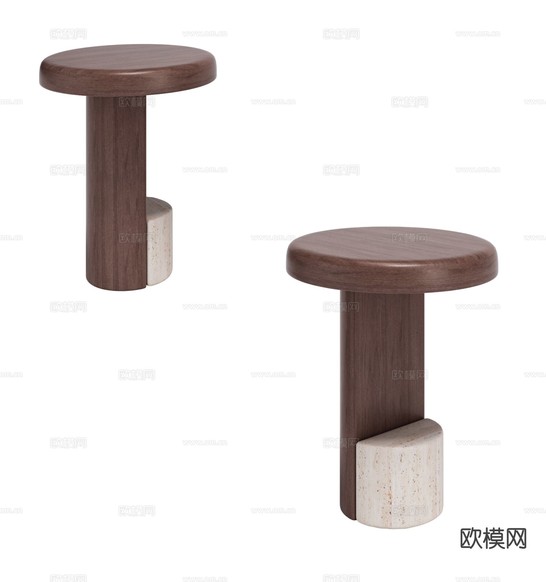 中古风边几 圆几 角几3d模型下载