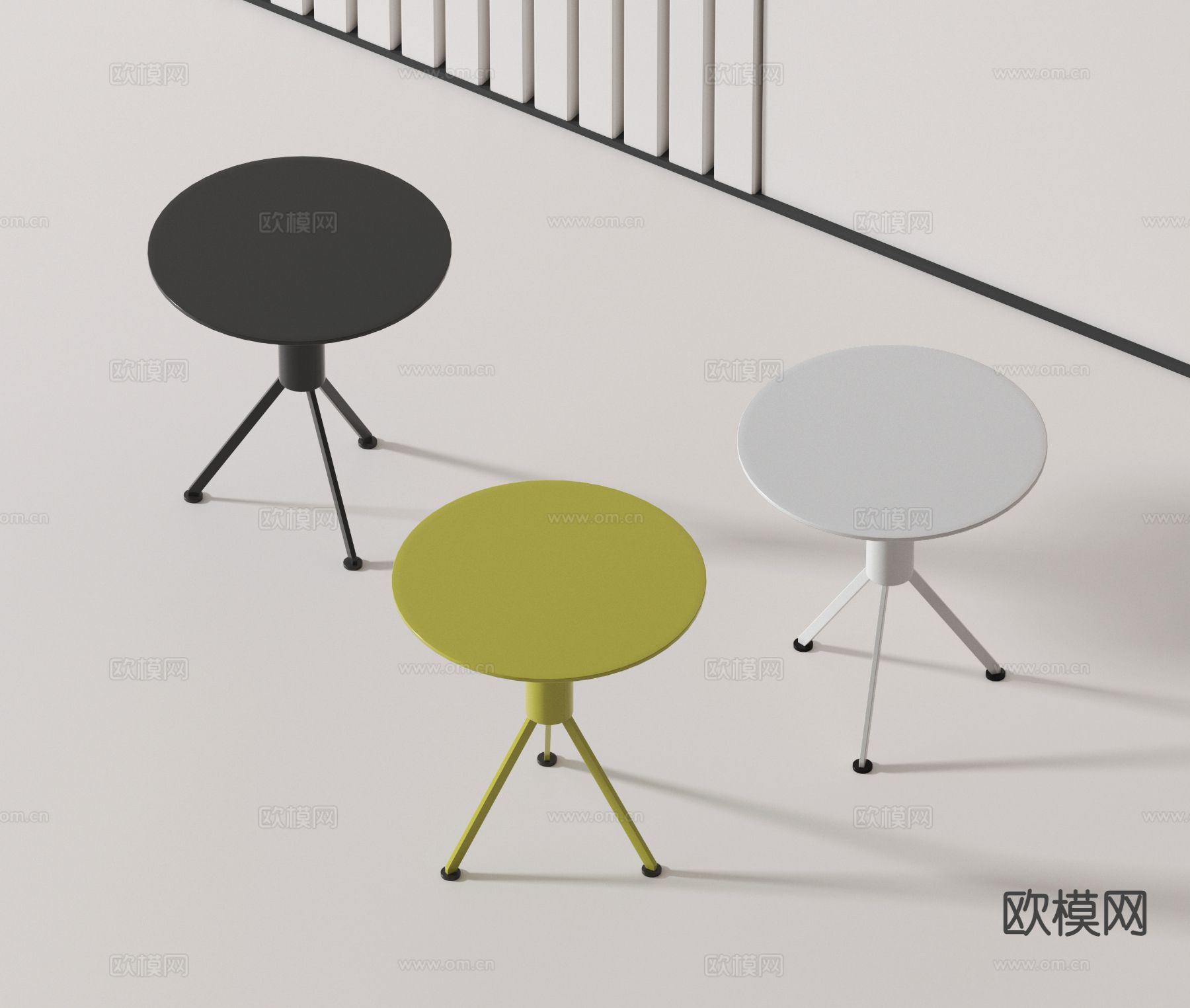 现代边几 角几 圆几3d模型下载