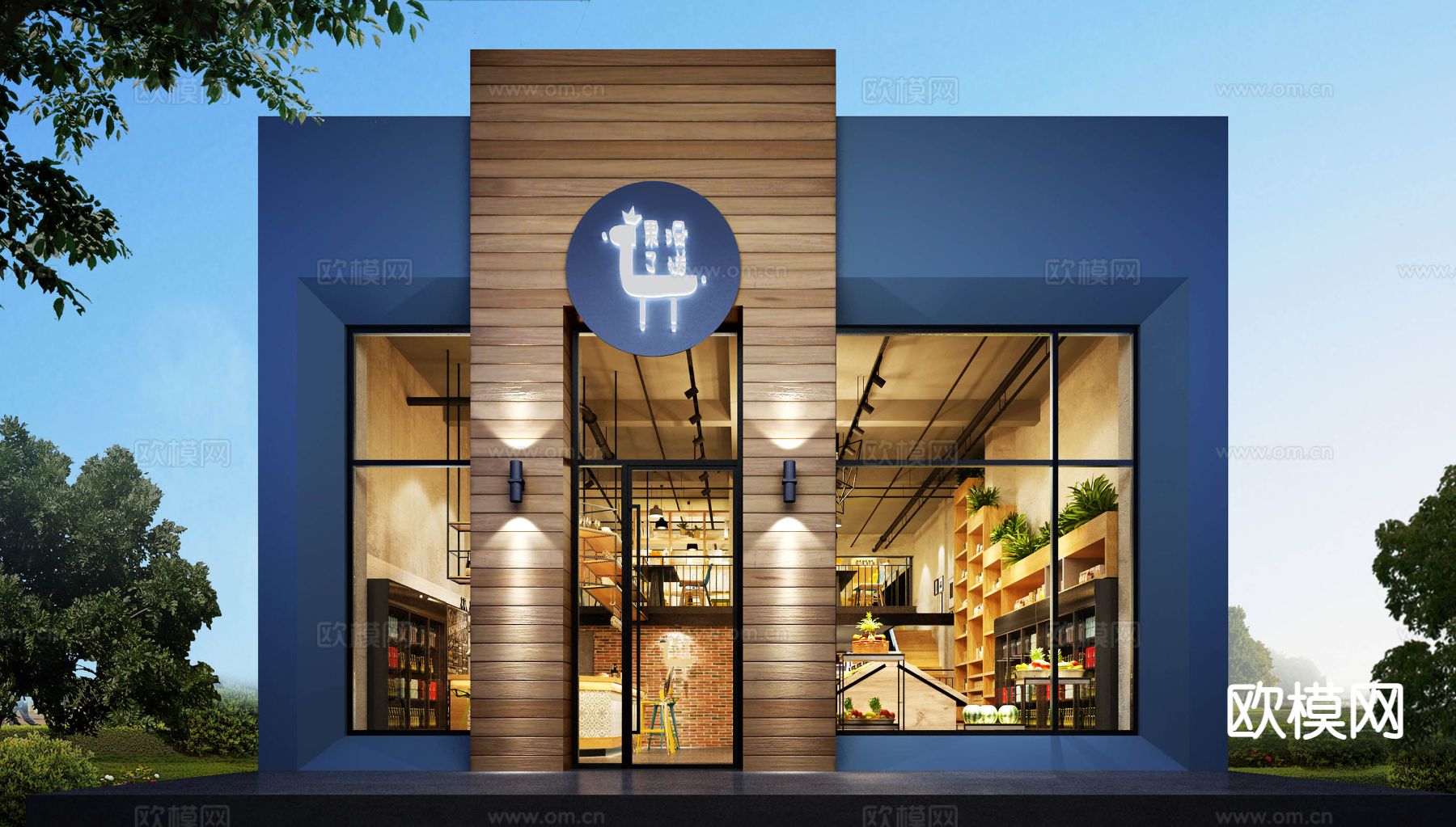 工业风水果店3d模型下载（渲染图2）