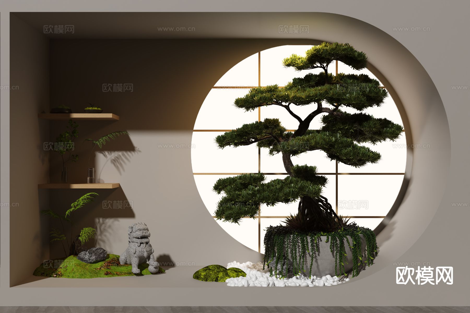 现代室内造景 松树小品3d模型