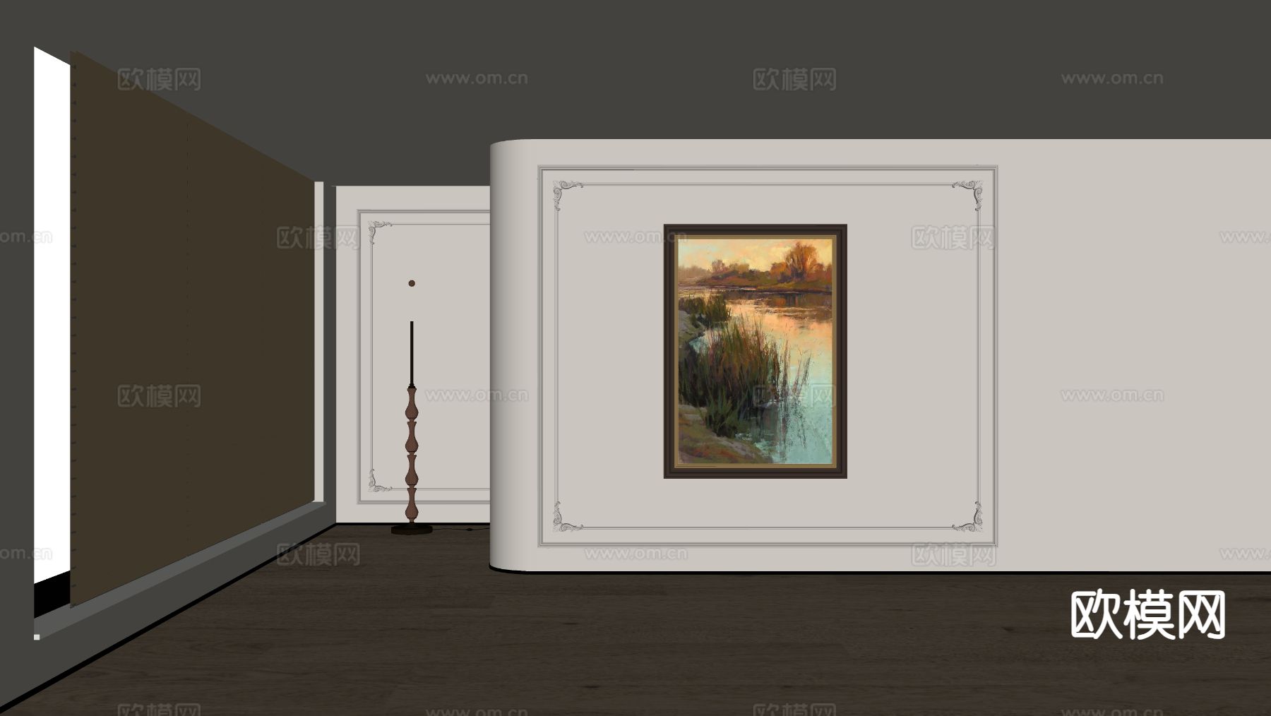 美式装饰画 油画su模型下载（渲染图1）