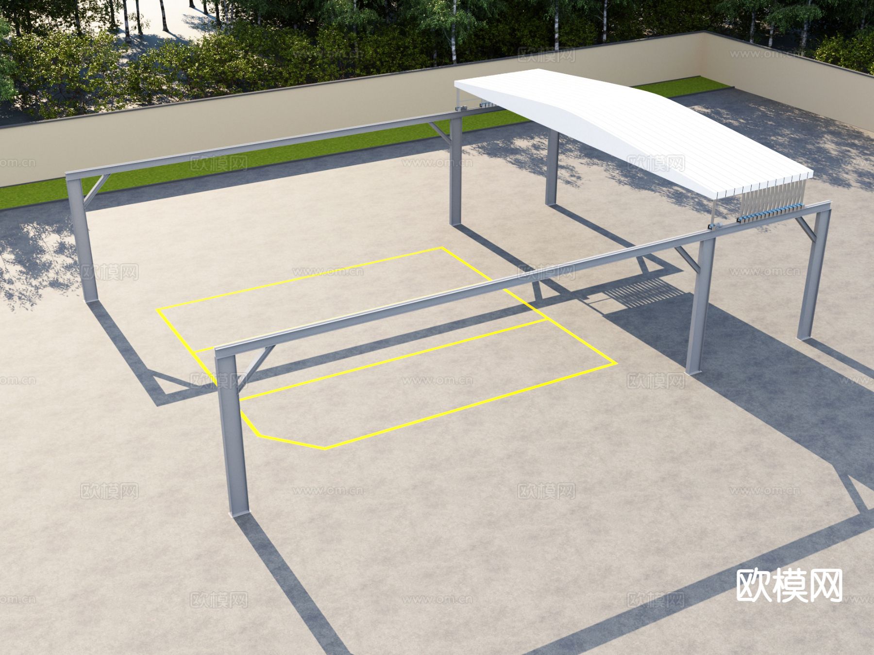 伸缩雨棚 遮阳棚3d模型