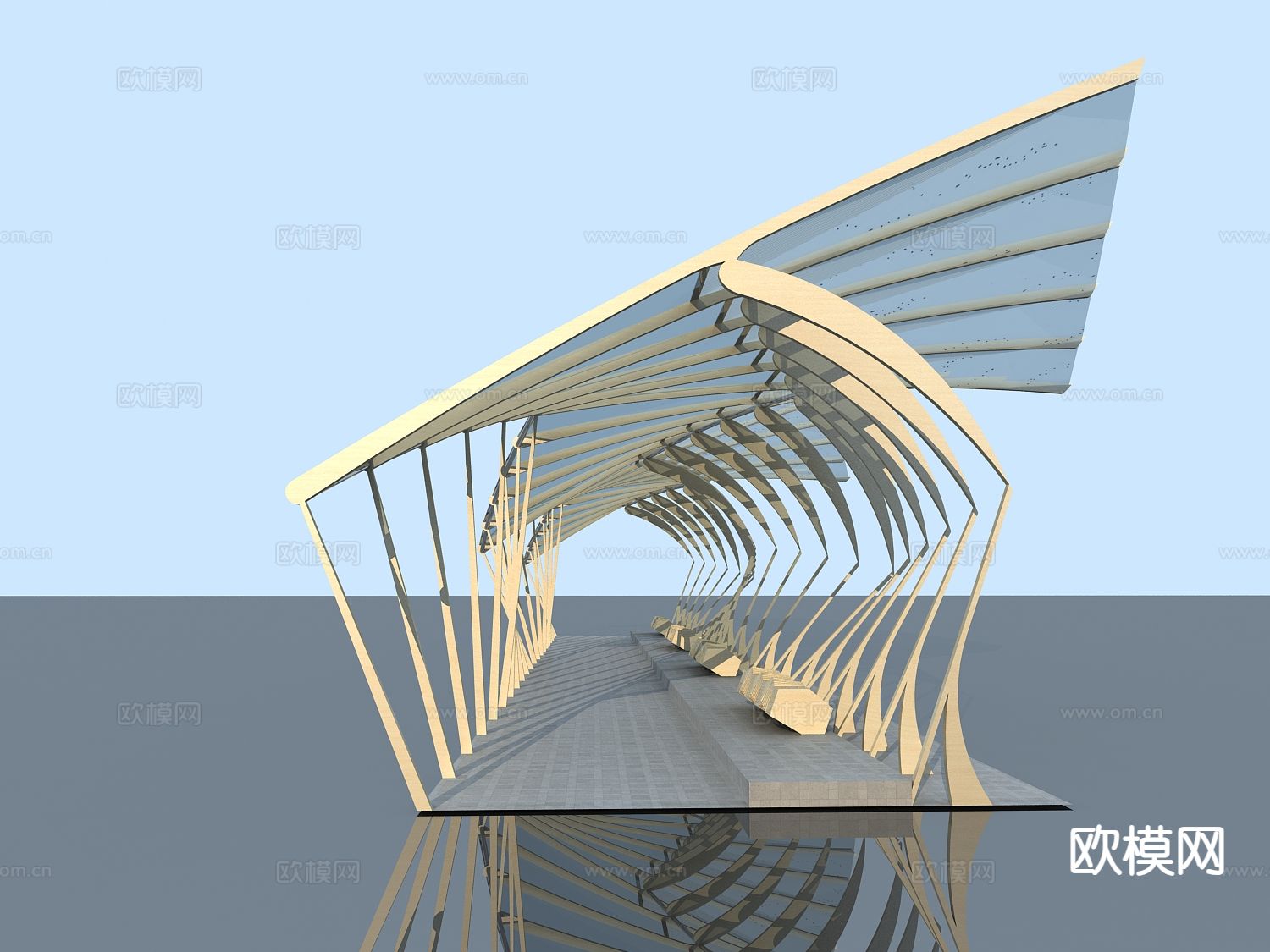 户外廊架 景观廊架 连廊3d模型