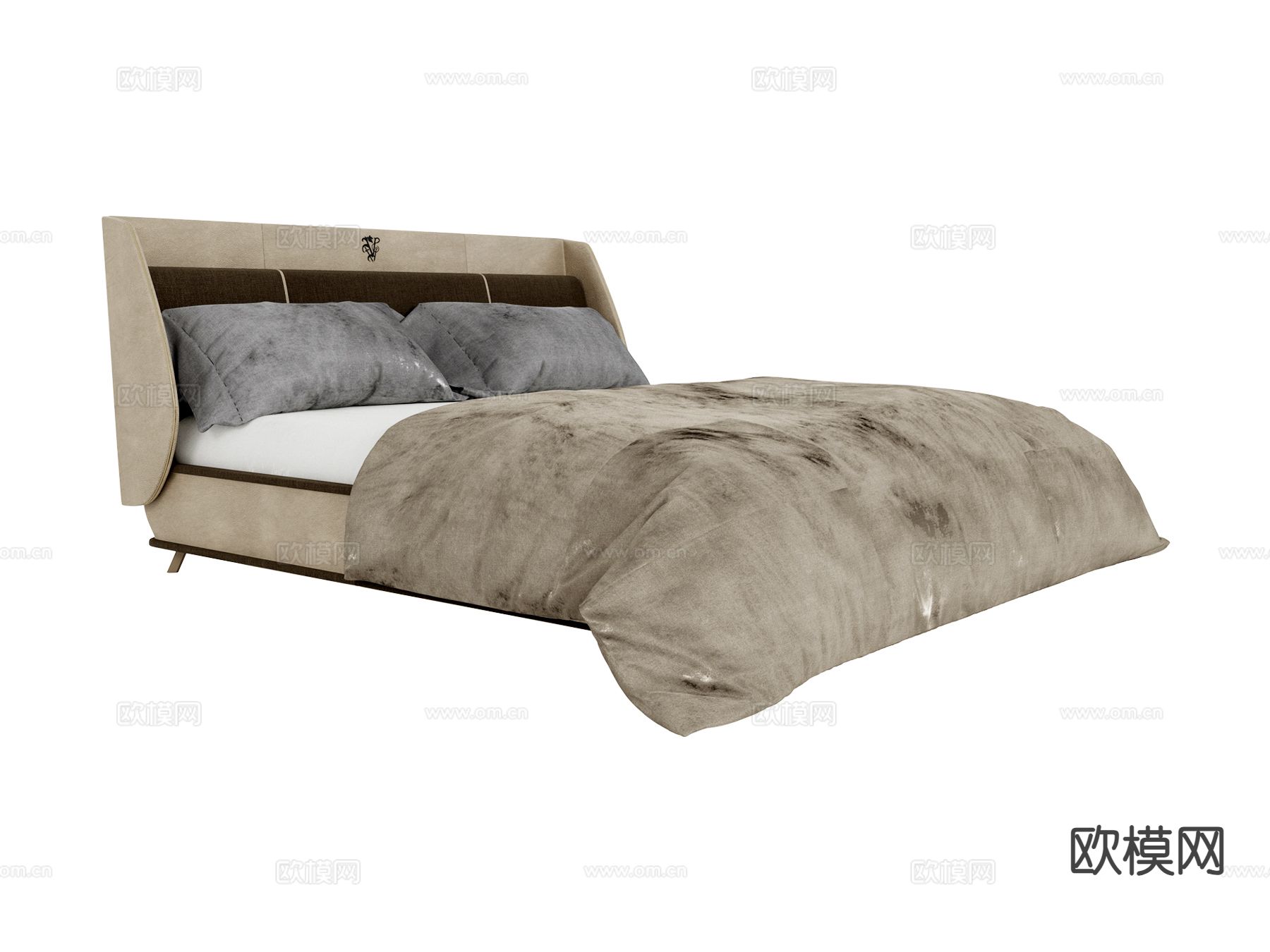 visionnaire轻奢双人床3d模型下载（渲染图1）