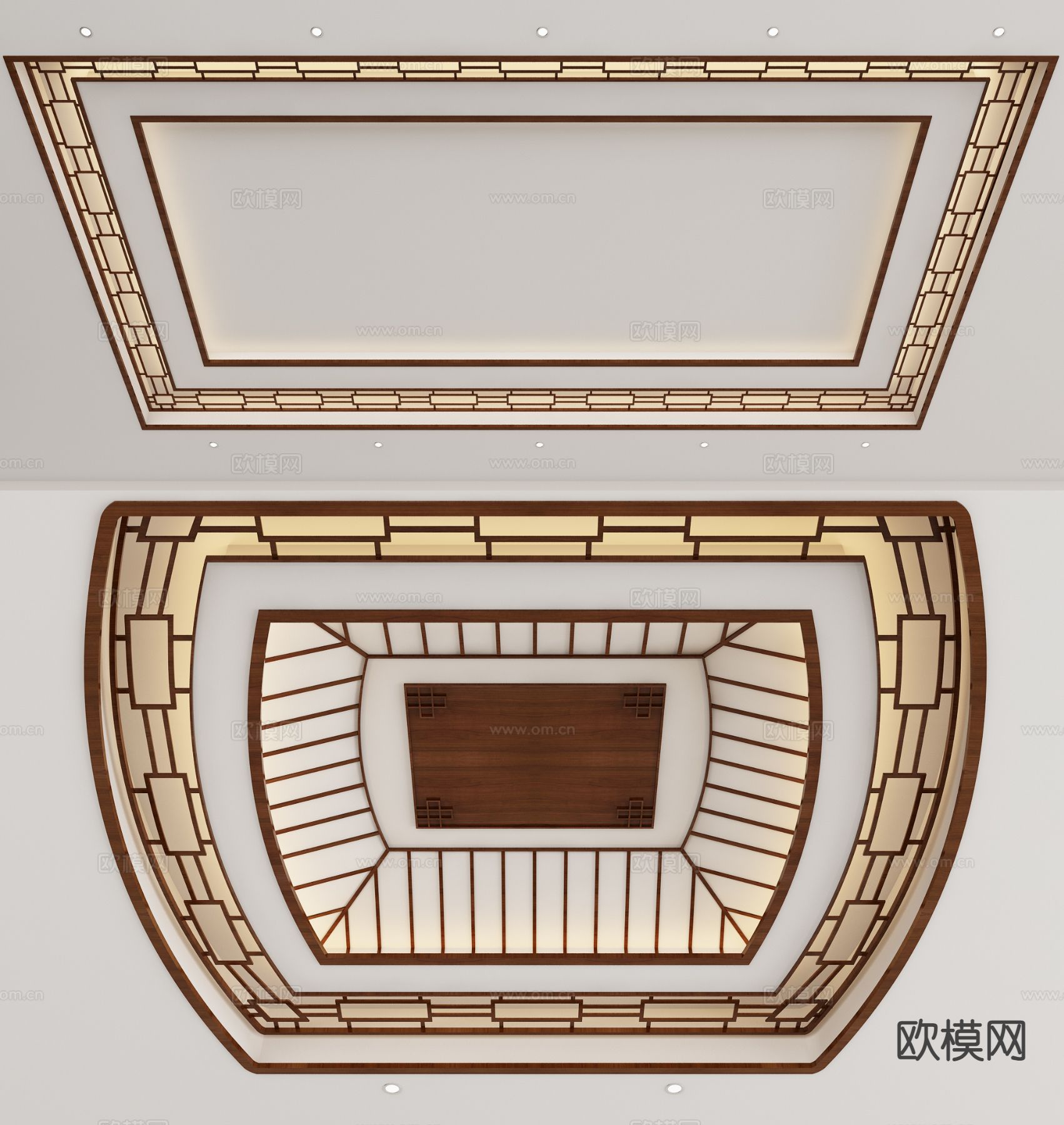 新中式天花吊顶su模型