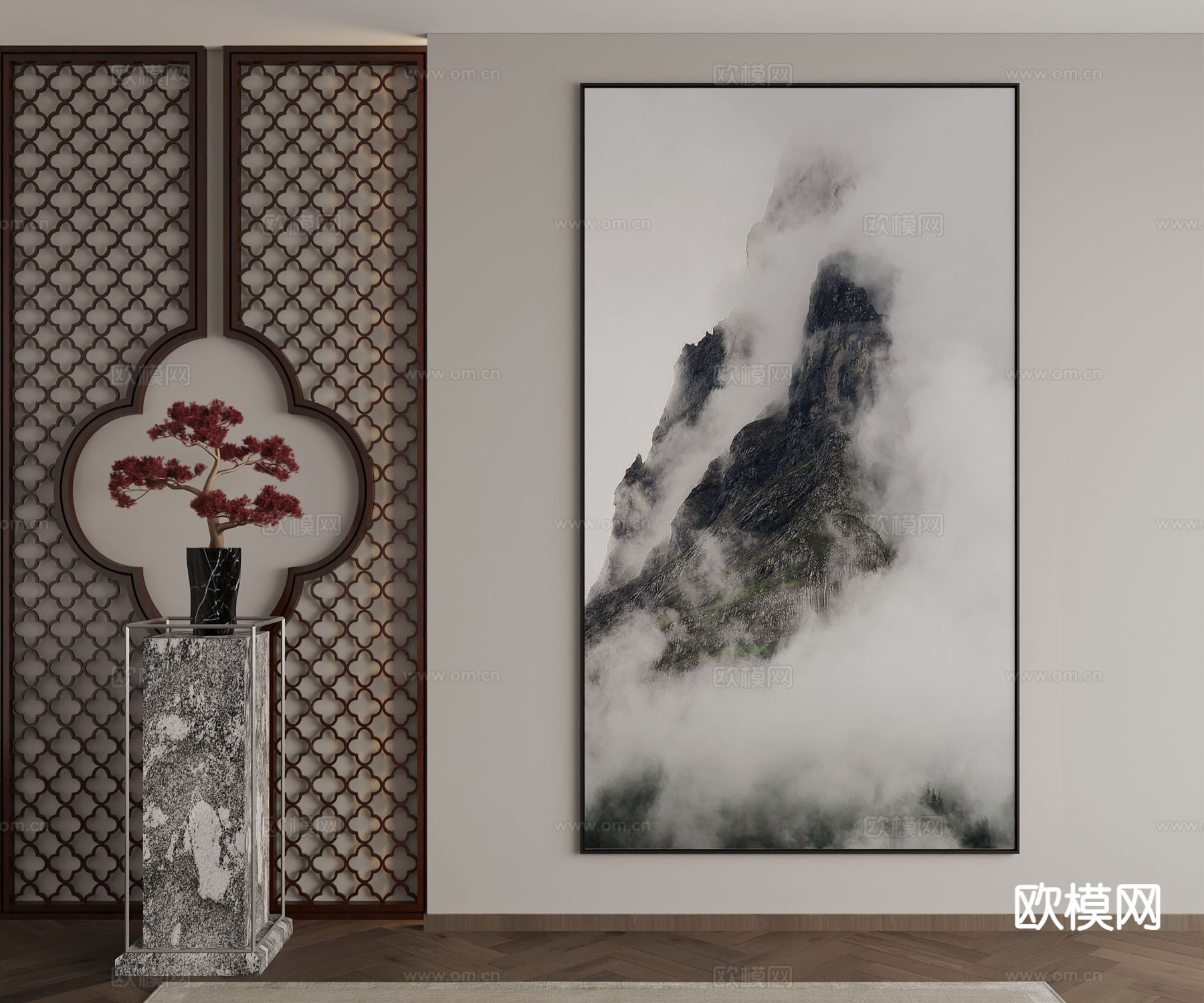 新中式装饰画 山脉画 挂画3d模型