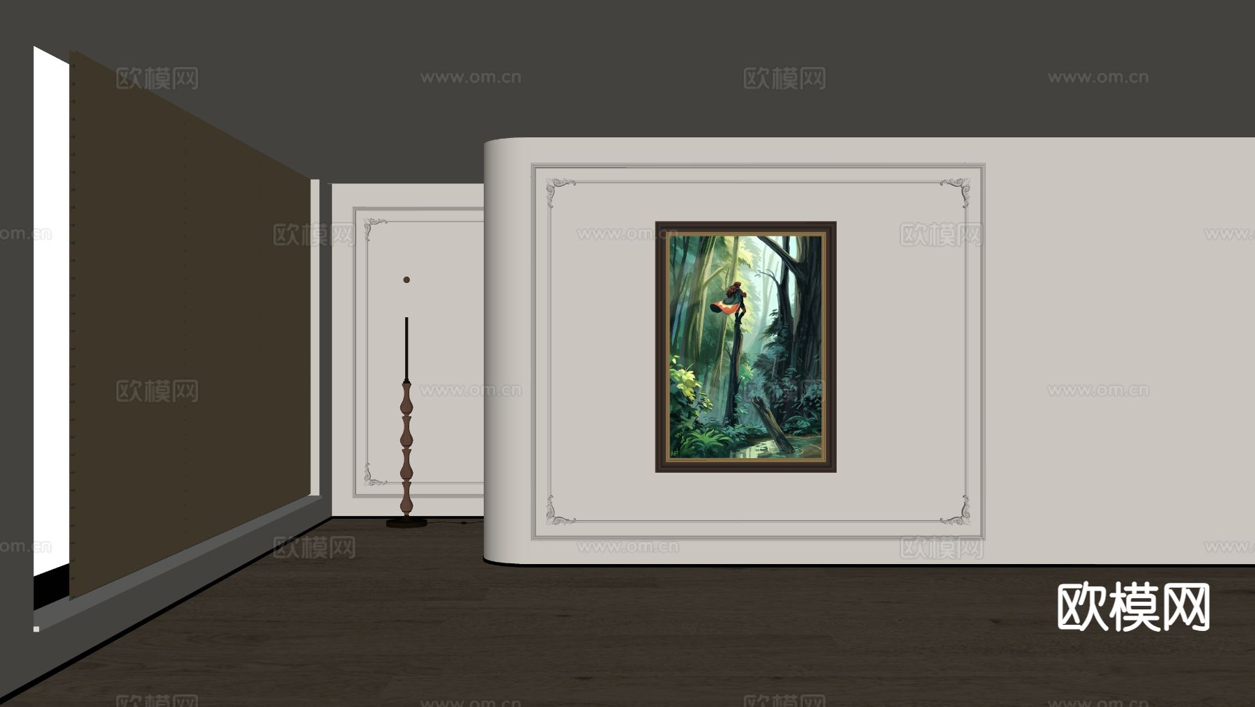 美式装饰画 油画su模型下载（渲染图1）