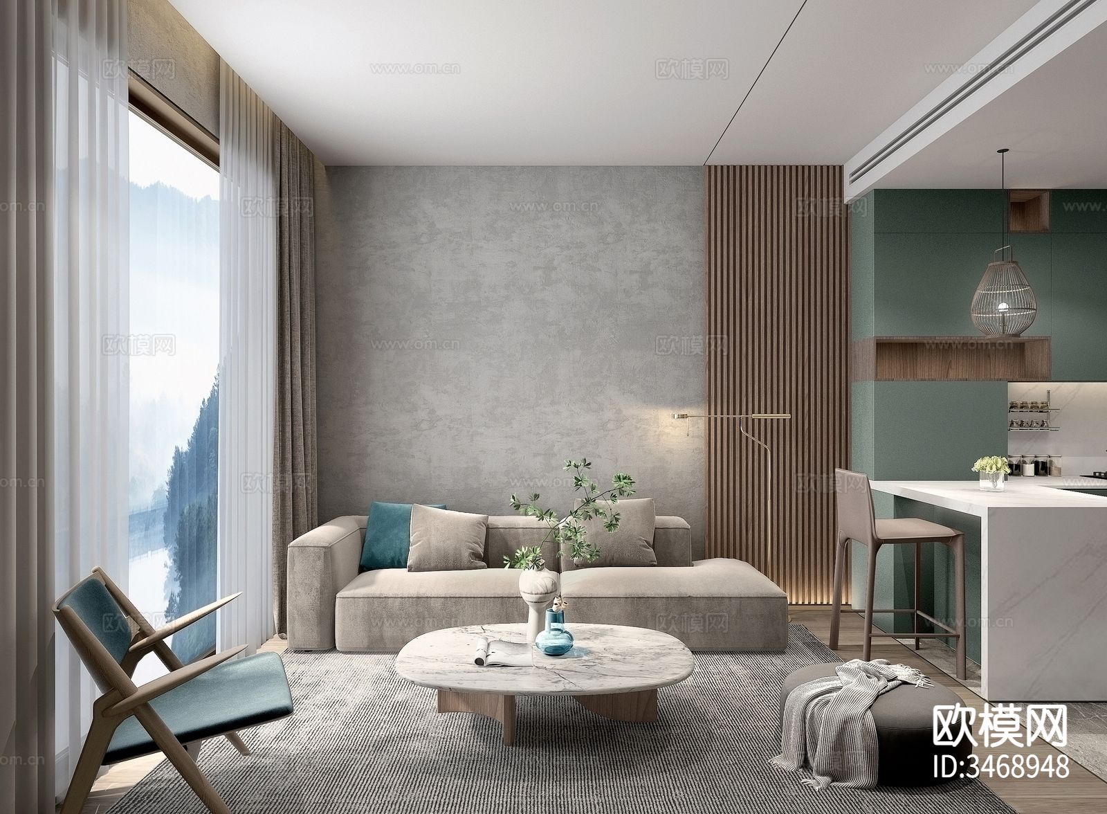 现代平层效果图下载（渲染图1）